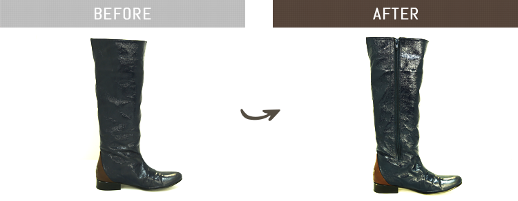 ロングブーツファスナー新規取り付けのBEFORE/AFTER