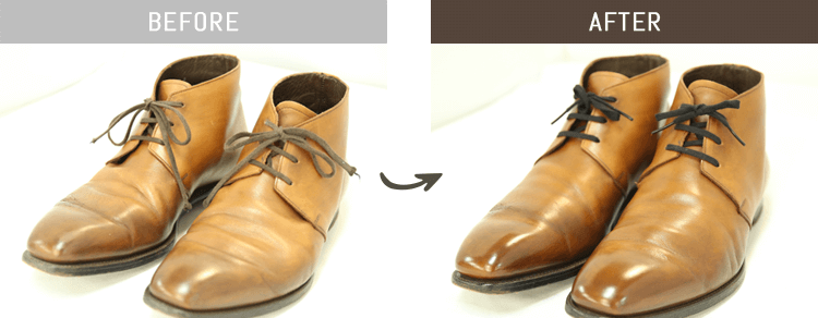 靴磨き（通常仕上げ）のBEFORE/AFTER