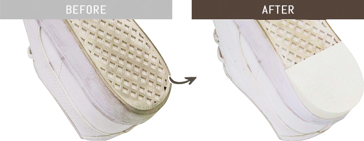 スニーカー修理の例（コーナーハーフ）