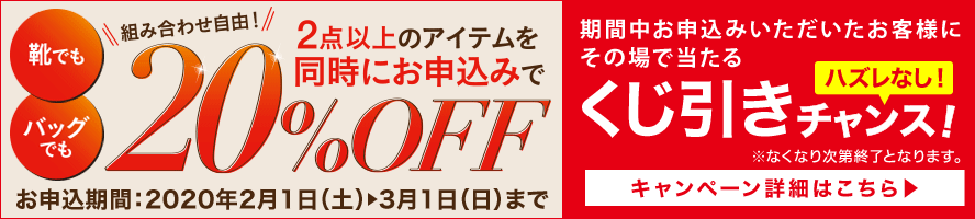 【期間限定】2点以上のアイテムを同時にお申込みで20%OFF