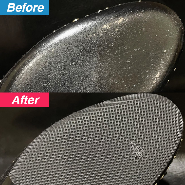 パンプス（フェラガモ）の靴修理（ハーフソール補強＋リフト交換）・靴クリーニング