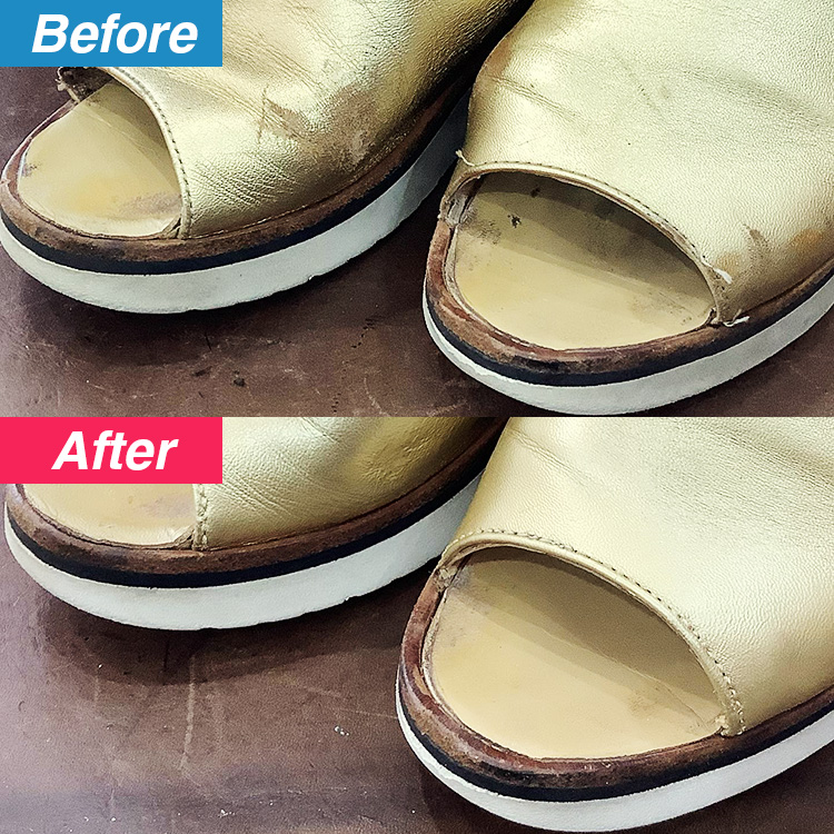 サンダルの靴修理（ほつれ縫い）・靴クリーニング