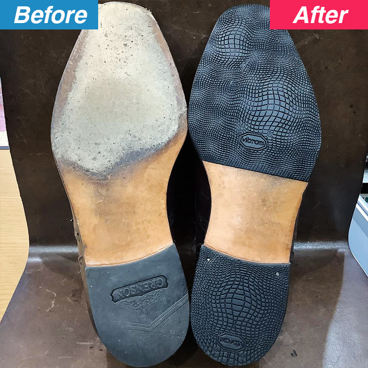 靴修理（ハーフソール補強＋リフト交換）