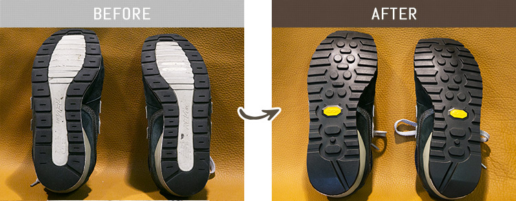 スニーカー修理の例(オールソール)